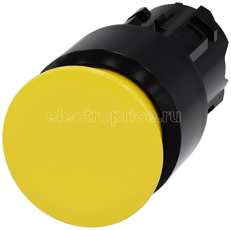 Фото Актуатор грибовидной кнопки 22мм кругл. пластик. кнопка желт. 30мм с фиксацией деблокировка вытягиванием Siemens 3SU10001AA300AA0