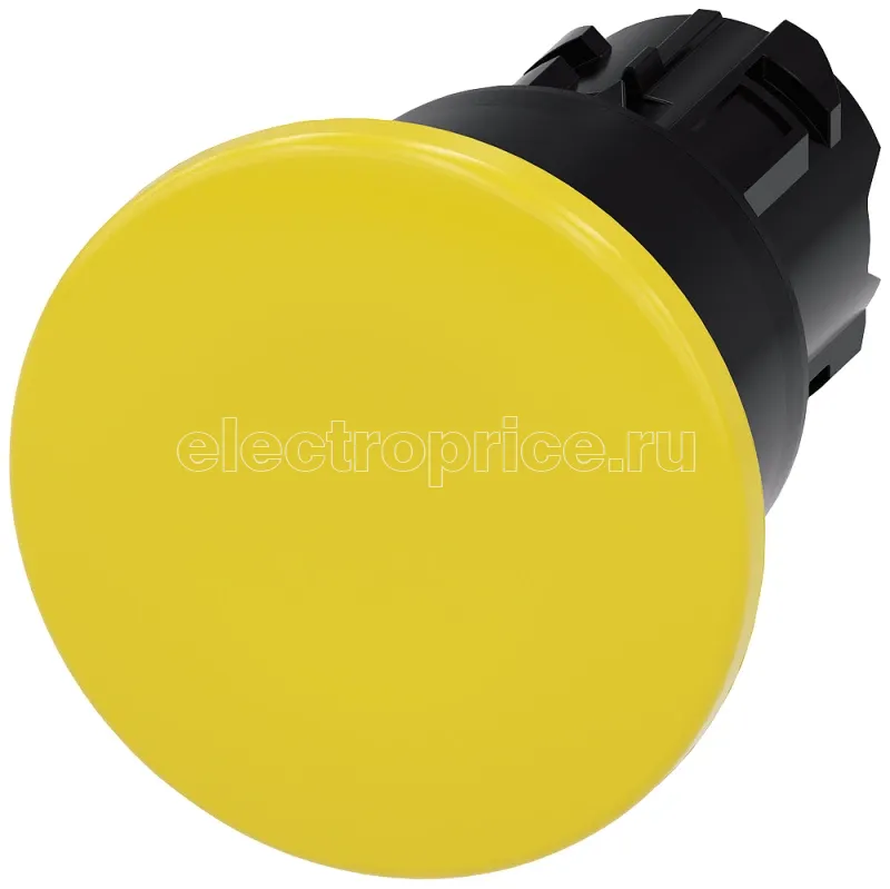 Фото Актуатор грибовидной кнопки 22мм кругл. пластик. кнопка желт. 40мм с фиксацией деблокировка вытягиванием Siemens 3SU10001BA300AA0