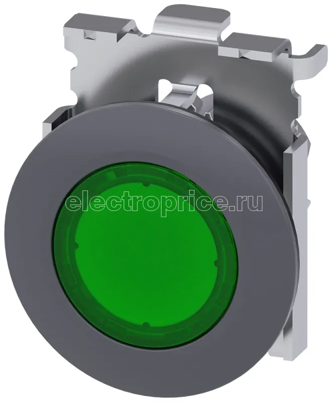 Фото Элемент светового индикатор с зел. рассеивателем 30мм кругл. металл матов. плоское фронтальное кольцо Siemens 3SU10610JD400AA0
