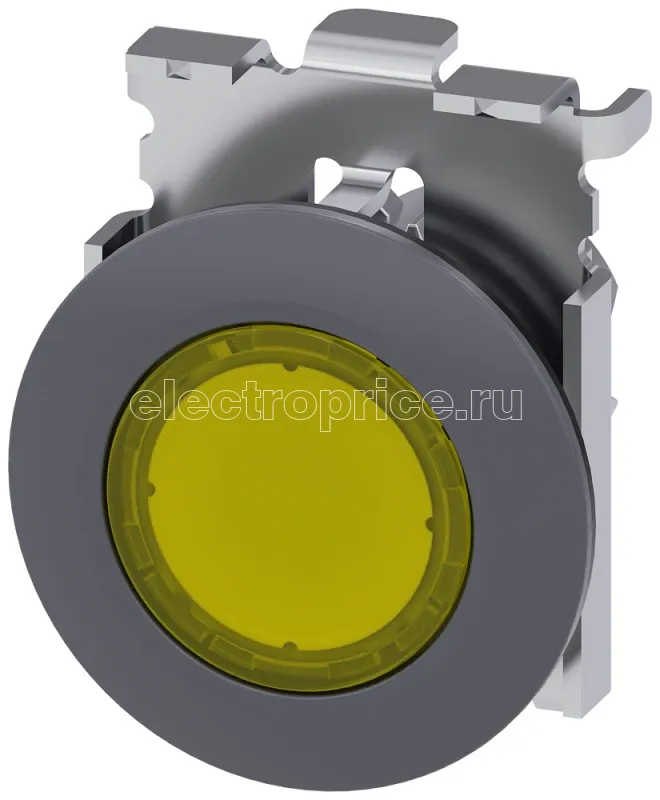 Фото Элемент светового индикатора с желтым рассеивателем 30мм кругл. металл матов. плоское фронтальное кольцо Siemens 3SU10610JD300AA0