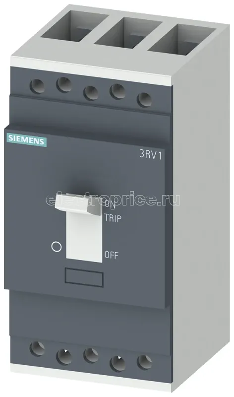 Фото Выключатель автоматический 3rv1 в литом корпусе для защиты пусковых сборок от токов кз без расцепителя перегрузки ном. раб. ток IN=250А электронн. расцепитель рег. 1-10xln icu =120кА при 400В AC 3-пол. винт. клеммы Siemens 3RV13637EN10