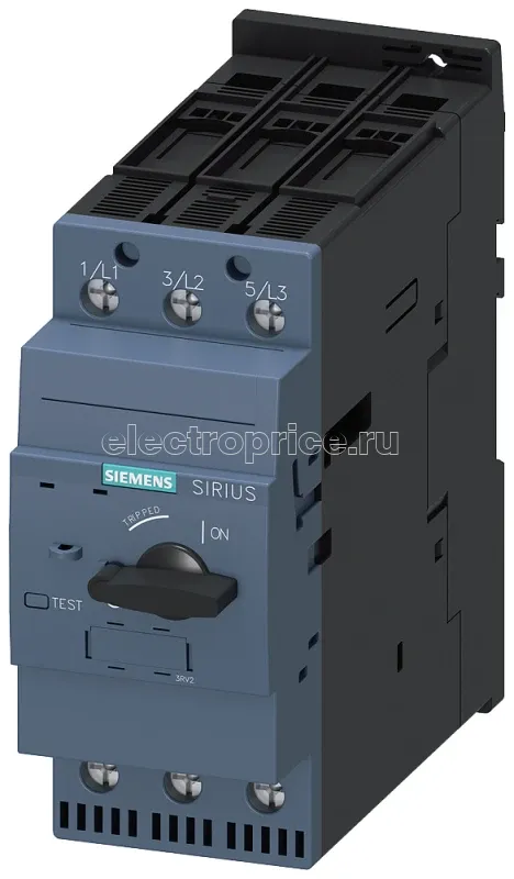 Фото Выключатель автоматический для защиты пусковых сборок от токов кз типоразмер S2 ном. раб. ток 80А уставка расцепителя максимального тока 1040А винтовые клеммы повышенная коммутационная стойкость Siemens 3RV23324RC10