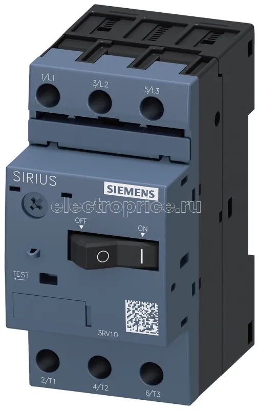 Фото Выключатель автоматический для защиты электродвигателя 0.18...0.25 N-расцепитель 3А типоразмер S00 класс 10 винтовые клеммы Siemens 3RV10110CA10
