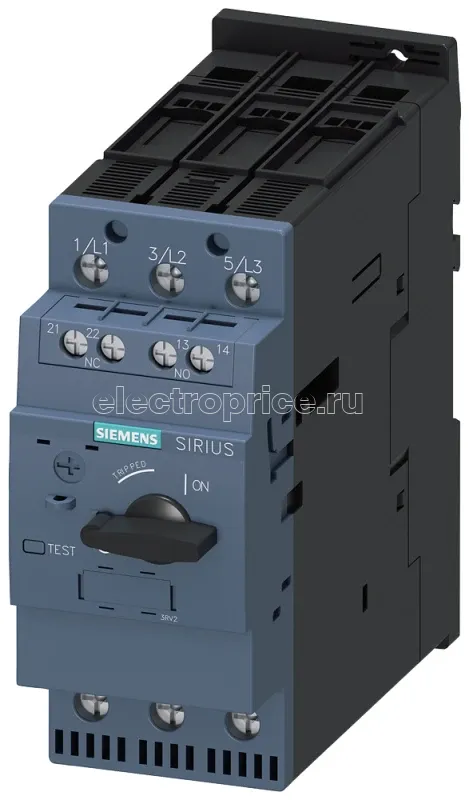 Фото Выключатель автоматический для защиты электродвигателя типоразмер S2 класс 10 рег. расцепитель перегрузки 14…20А уставка расцепителя макс. тока 260А винт. клеммы фронт. блок-контакт 1НО+1НЗ Siemens 3RV20324BA15