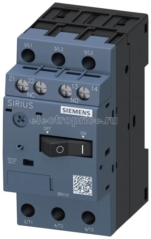 Фото Выключатель автоматический для защиты двигателя 0.45-0.63А 3RV10 1НО/1НЗ Siemens 3RV10110GA15