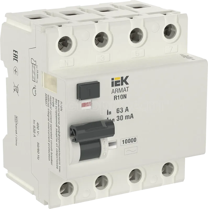 Фото УЗО 63А 4P 30мА AC AR-R10N-4-063C030 IEK УЗО ARMAT R10N