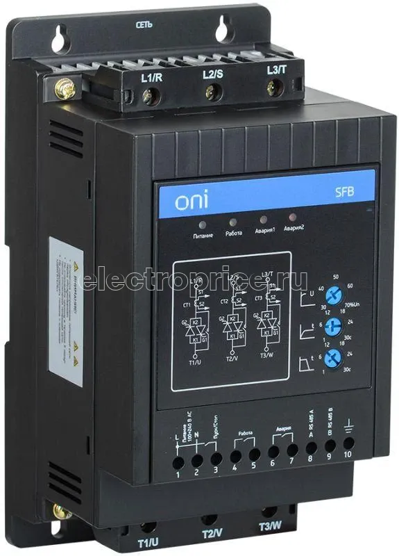 Фото Устройство плавного пуска SFB 3Ф 380В 7.5кВт 15A Uупр 110-220В Modbus ONI SFB-33-D75-A-10