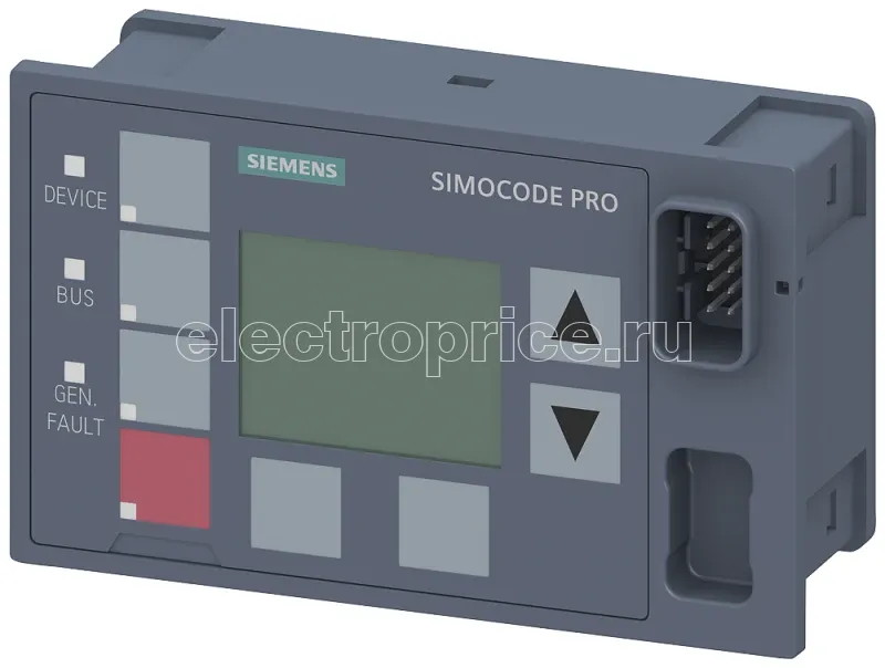 Фото Панель управления с дисплеем для SIMOCODE pro V монтаж в дверь или фронтал. панель шкафа управления; подключается к базовому модулю или модулю расширения 7 светодиод. для индикации состояния и 4 назнач. кнопки Siemens 3UF72101BA010