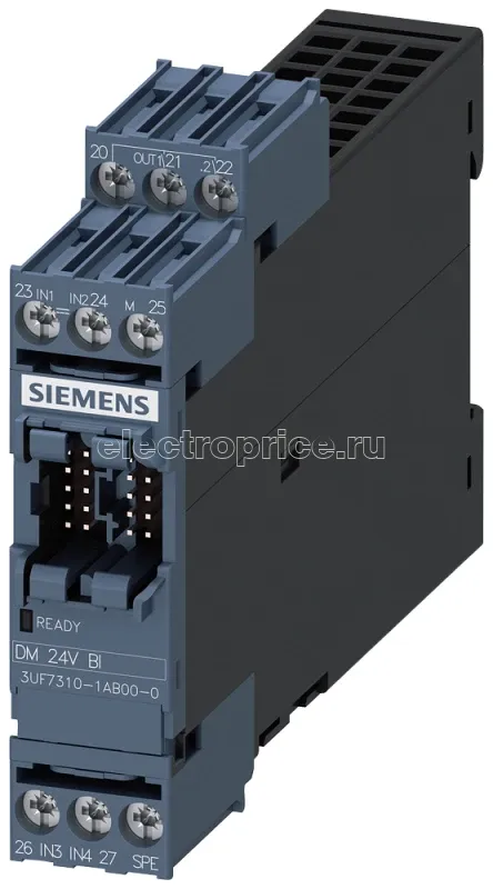 Фото Модуль дискретных сигналов 4 входа / 2 релейных выхода напряжение входов DC 24В бистабильные релейные выходы максимально возможно 2 модуля дискретных сигналов для одного базового модуля 2 Siemens 3UF73101AB000