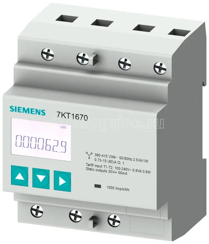 Фото Инструмент измерительный ENTRON 7KT PAC1600 LCD 3ф 80-80А многотариф. Modbus RTU/ASCII на DIN-рейку L-L: 400В L-N: 230В Siemens 7KT1665