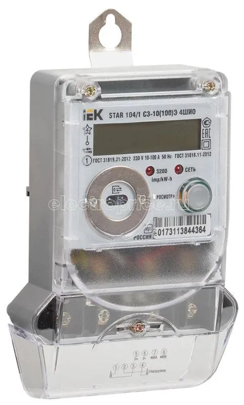 Фото Счетчик STAR 104/1 С3-10(100)Э 4ШИО 1ф 10-100А класс точн. 1.0/2.0 многотариф. IEK CCE-1C4-2-02-1