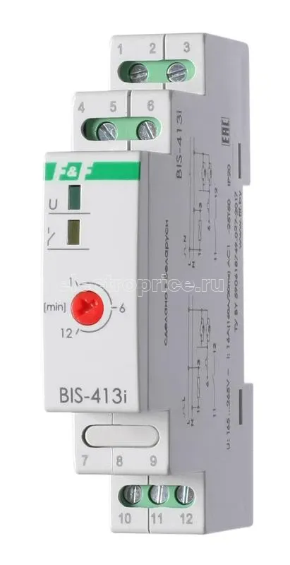 Фото Реле импульсное BIS-413i (установка на DIN-рейку; с встроенным таймером; для нагрузки с больш. пусков. током (160А/20мс)) F&F EA01.005.019