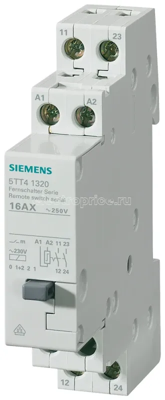 Фото Выключатель дистанционный 2НО для AC 230 400В 16А управление AC 12В Siemens 5TT41323