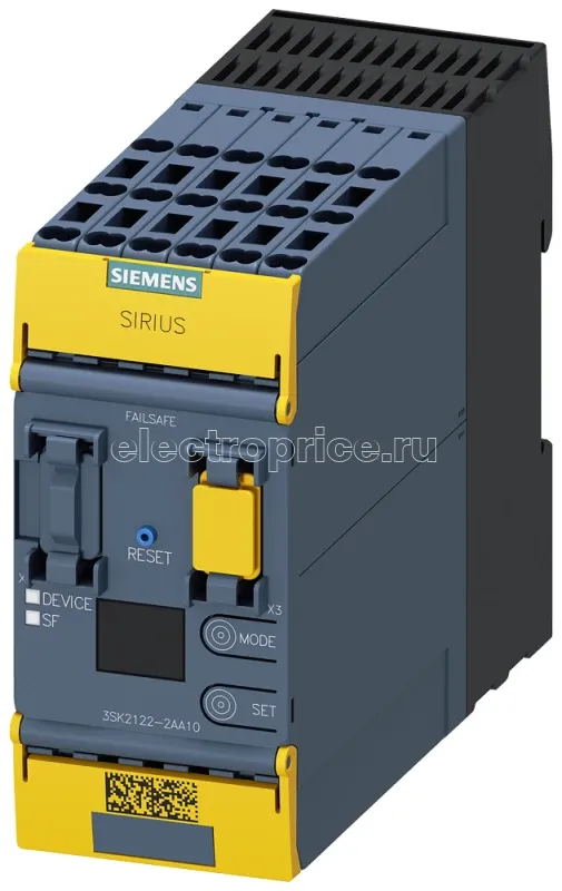 Фото Модуль базовый реле безопасности sirius 3sk2 20 f-di 4 f-dq 2 dq 24В DC параметрирование sirius safety es ширина 45мм пружинные клеммы треб. до sil3 (iec 61508) до ур. безопасн. pl e (iso 13849-1) расшир. вых. 3sk1 Siemens 3SK21222AA10
