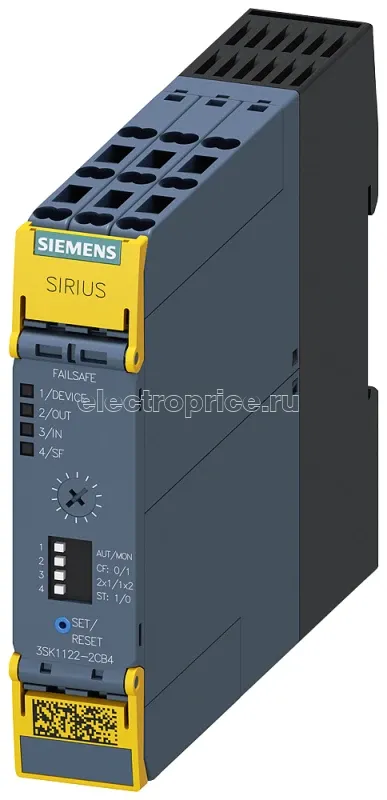 Фото Модуль базовый реле безопасности sirius advanced задержка 0.5-30с. разрешающие цепи - пп выходы: 2 - без задержки 2 - с задержкой ном. питающее напряжение управления us = 24В DC пружинные клеммы Siemens 3SK11222CB42