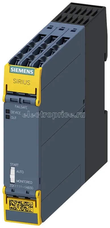 Фото Модуль базовый реле безопасности 3НО контакта+релейная сигнальная цепь: 1НЗ контакт US=24В AC/DC Siemens 3SK11111AB30