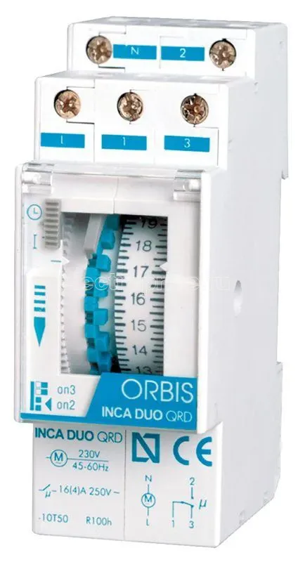 Фото Реле времени модульное суточное INCA DUO QRD шаг 15мин с рез. ORBIS OB330232