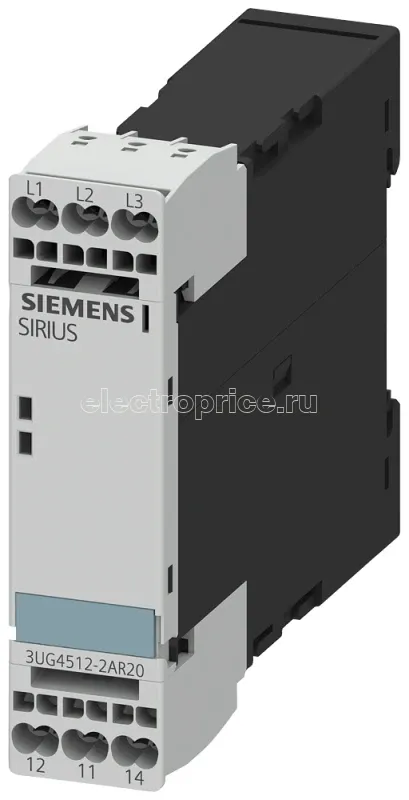 Фото Реле контроля выпадения фазы ичередования фаз 3X 160 до 690В AC 50 до 60Гц 1 перекидной контакт пружинное присоединение Siemens 3UG45122AR20