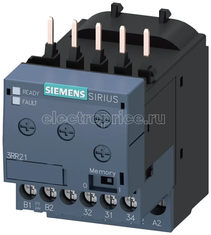 Фото Реле контроля 3RR для монтажа на контактор 3RT2 типоразмер S00 исп. BASIC винтовые клеммы Siemens 3RR21411AW30
