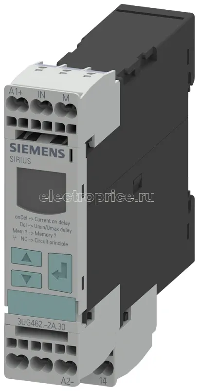 Фото Реле контроля тока электронное 22.5мм от 2 до 500мА AC/DC превыш. и пониж. AC/DC24 до 240В DC и AC 50 до 60Гц и задержка всплеска 0.1 до 20с гистерезис 0.1 до 250мА 1 перекидн. контакт с или без лога ошибок Siemens 3UG46212AW30