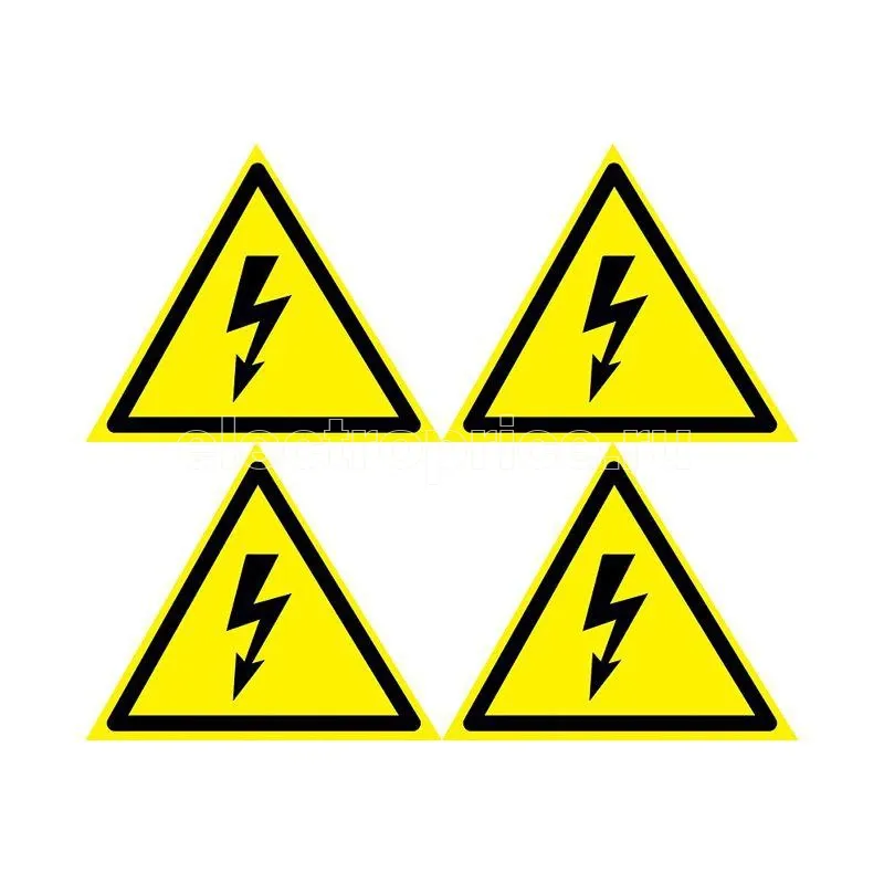 Фото Наклейка знак электробезопасности "Опасность поражения электротоком" 130х130х130мм Rexant (уп.5шт) 56-0006-3