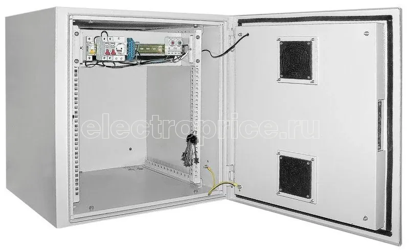 Фото Шкаф уличный 19дюйм 9U 650х600мм IP55 метал. дверь; сер. ITK LO35-09U66-M55