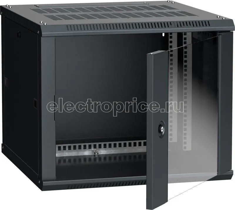 Фото Шкаф 19 дюйм LINEA W 6U 600х600мм настен. стекл. дверь RAL9005 ITK LWR5-06U66-GF