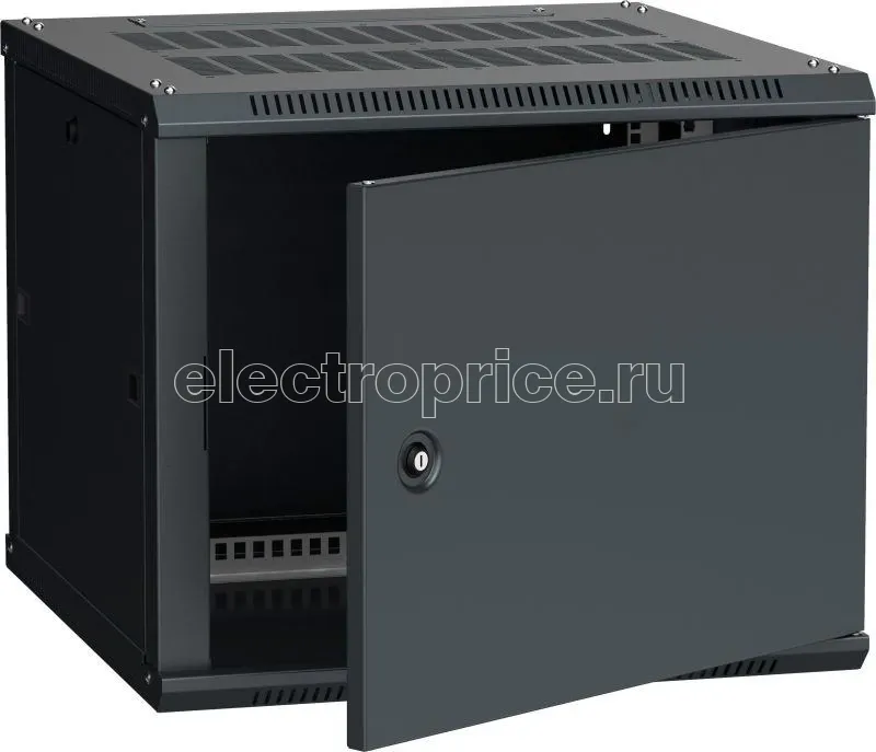 Фото Шкаф 19 дюйм LINEA W 9U 600х600мм настен. метал. дверь RAL9005 ITK LWR5-09U66-MF