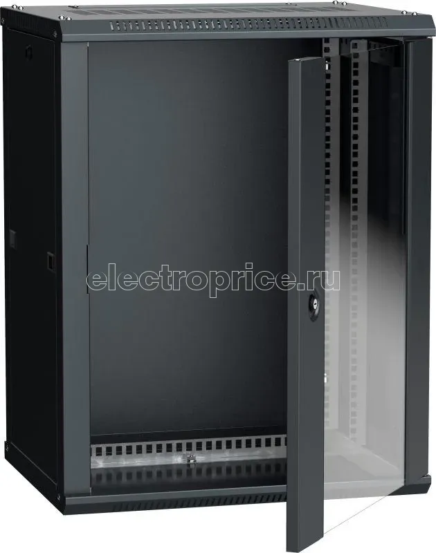 Фото Шкаф 19 дюйм LINEA W 12U 600х450мм настен. стекл. дверь RAL9005 ITK LWR5-12U64-GF