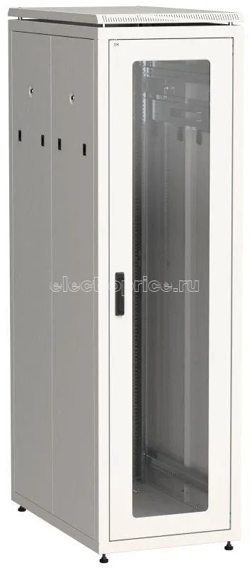 Фото Шкаф сетевой LINEA N 38U 800х1000мм стекл. передняя дверь задняя металлическая сер. ITK LN35-38U81-GM