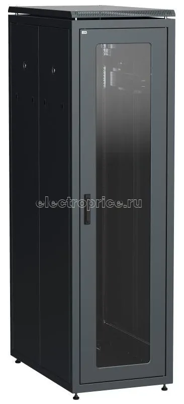 Фото Шкаф сетевой 19дюйм  LINEA N 33U 600х1000мм стеклянная передняя дверь задняя перфорированная черн. ITK LN05-33U61-GP