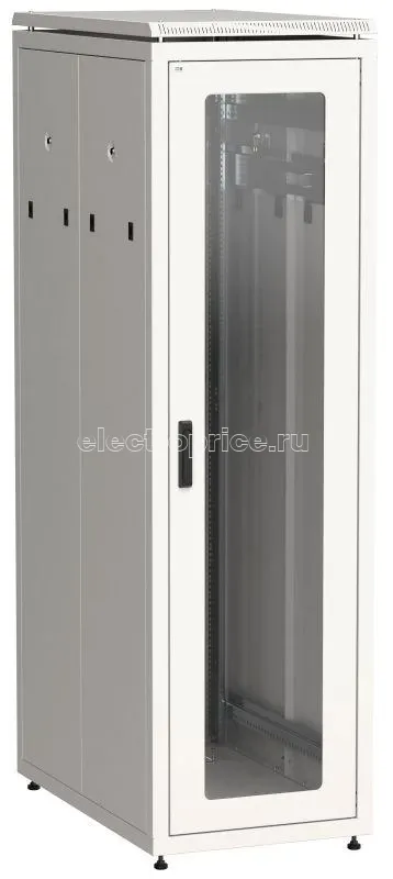 Фото Шкаф сетевой 19дюйм  LINEA N 33U 600х1000мм стеклянная передняя дверь задняя перфорированная сер. ITK LN35-33U61-GP
