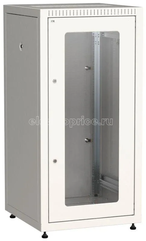 Фото Шкаф сетевой LINEA E 18U 600х600мм стекл. передняя дверь задняя металлическая сер. ITK LE35-18U66-GM