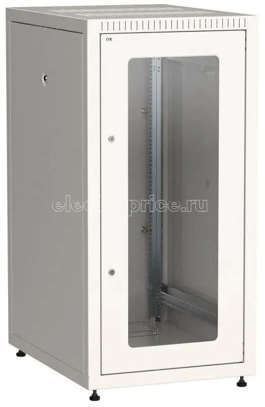 Фото Шкаф сетевой LINEA E 24U 600х800мм стекл. передняя дверь задняя металлическая сер. ITK LE35-24U68-GM