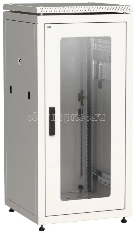 Фото Шкаф сетевой 19дюйм LINEA N 24U 600х600мм стеклянная передняя дверь задняя металлическая сер. ITK LN35-24U66-GM