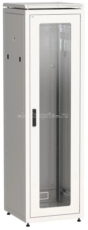Фото Шкаф сетевой 19дюйм LINEA N 38U 600х600мм стеклянная передняя дверь задняя металлическая сер. ITK LN35-38U66-GM