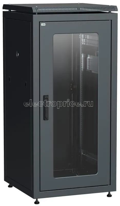 Фото Шкаф сетевой 19дюйм LINEA N 28U 600х800мм стеклянная передняя дверь задняя металлическая черн. ITK LN05-28U68-GM