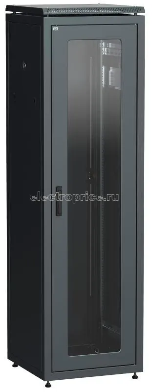Фото Шкаф сетевой 19дюйм LINEA N 33U 600х800мм стеклянная передняя дверь задняя металлическая черн. ITK LN05-33U68-GM