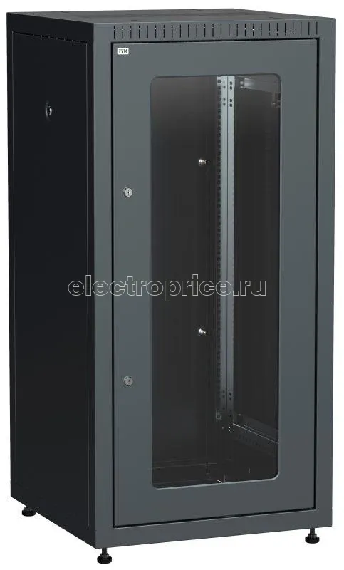 Фото Шкаф сетевой LINEA E 18U 600х600мм стекл. передняя дверь задняя металлическая черн. ITK LE05-18U66-GM