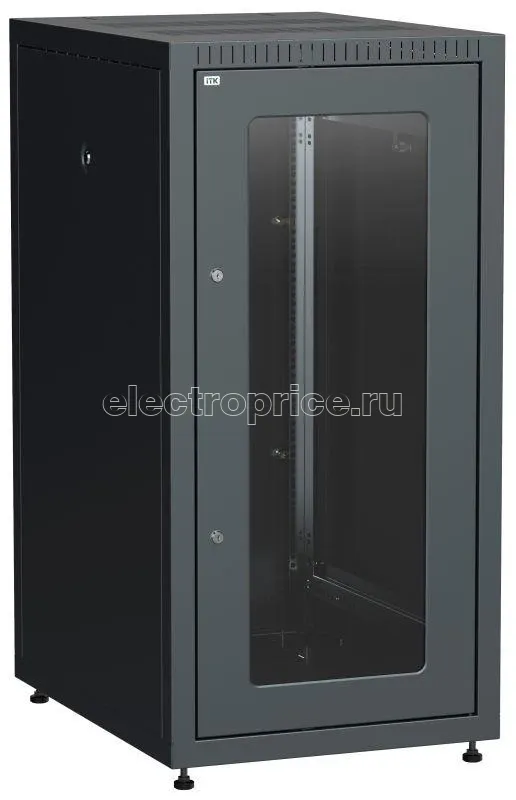 Фото Шкаф сетевой LINEA E 18U 600х800мм стекл. передняя дверь задняя металлическая черн. ITK LE05-18U68-GM
