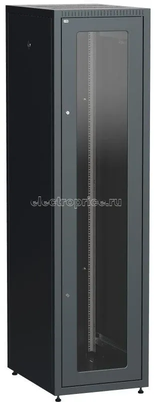 Фото Шкаф сетевой LINEA E 47U 600х800мм стекл. передняя дверь задняя металлическая черн. ITK LE05-47U68-GM