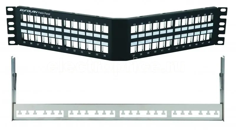 Фото Панель коммутационная угловая 19дюйм наборная FTP 2U 48 портов черн. Eurolan 27A-00-48BL
