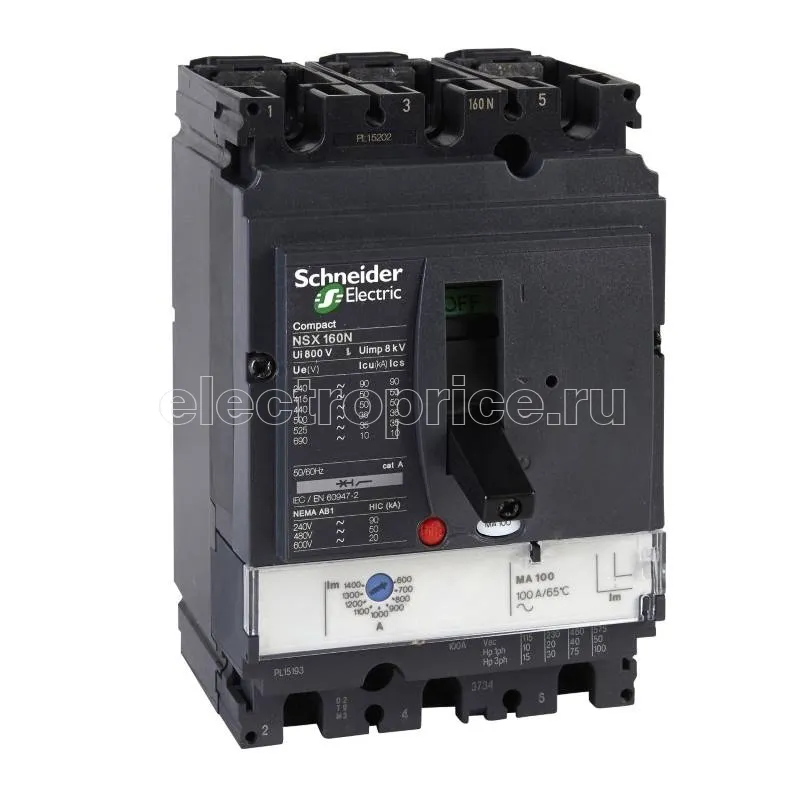 Фото Автоматический выключатель в литом корпусе 150А 3P 50кА Schneider Electric C10N3MA061 Сompact NSX