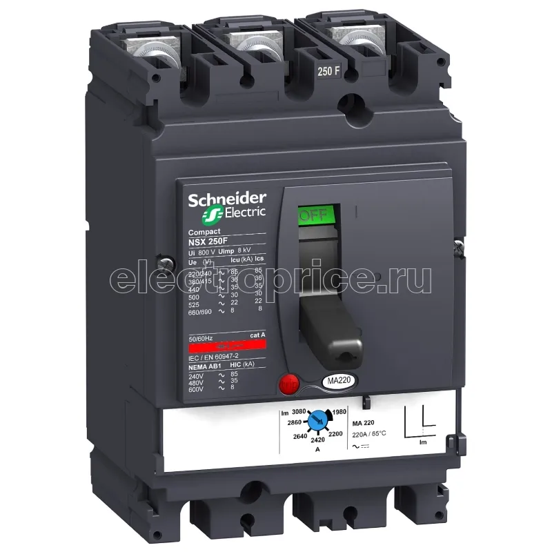 Фото Автоматический выключатель в литом корпусе 220А 3P 36кА Schneider Electric C25H3TM127 Сompact NSX