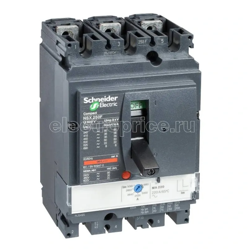 Фото Автоматический выключатель в литом корпусе 220А 3P 50кА Schneider Electric C25H42D340 Сompact NSX