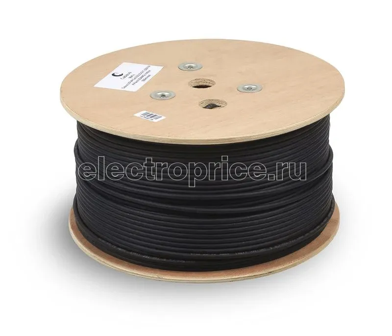 Фото Кабель витая пара U/UTP кат.5e 4х2х24AWG solid РЕ OUTDOOR (трос) UTP-4P-Cat.5e-SOLID-ST-OUT черн. (уп.305м) Cabeus 7175c