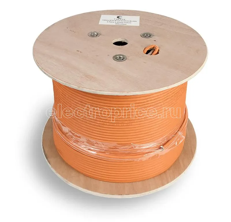 Фото Кабель витая пара S/FTP кат.6a 4х2х23AWG solid LSZH нг(А)-HF SFTP-4P-Cat.6a-SOLID-IN-LSZH оранж. (уп.305м) Cabeus 7468c