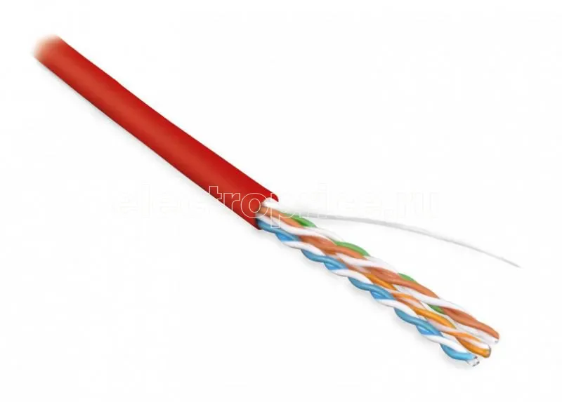 Фото Кабель UUTP4-C5E-S24-IN-PVC-RD-305 витая пара U/UTP кат. 5е 4 пары (24 AWG) ож (solid) PVC (-20град.C - +75град.C) красн. (уп.305м) Hyperline 42012