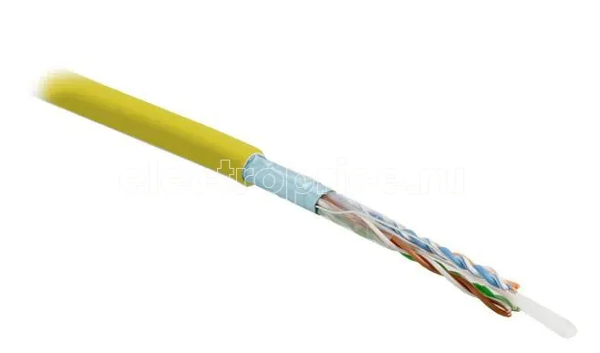 Фото Кабель витая пара экранир. F/UTP кат. 5e 4 пары (24 AWG) ож (solid) экран-фольга PVC -20град.C-+75град.C гарантия: 15 лет компонентная 25 лет системна FUTP4-C5E-S24-IN-PVC-YL-305 Ж (уп.305м) Hyperline 444625