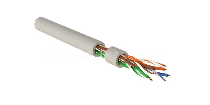 Фото Кабель для сетей Industrial Ethernet кат. 5e 4х2х24 AWG однопров. жилы (solid) U/UTP PVC IUUTP4-C5E-S24/1-FRPVC-GY Сер (уп.500м) Hyperline 444051